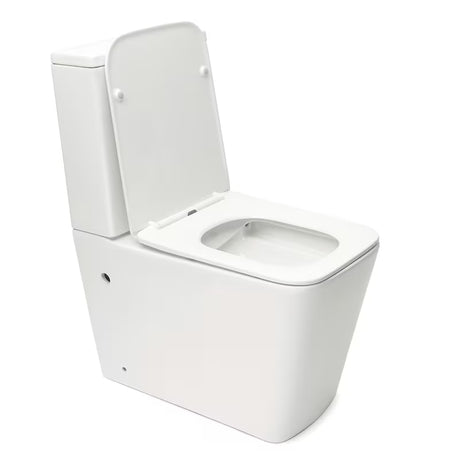Baltas laisvai pastatomas klozetas SAT Infinitio rimless  su sėdyne su taupiu DualFlush nuleidimo mechanizmu
