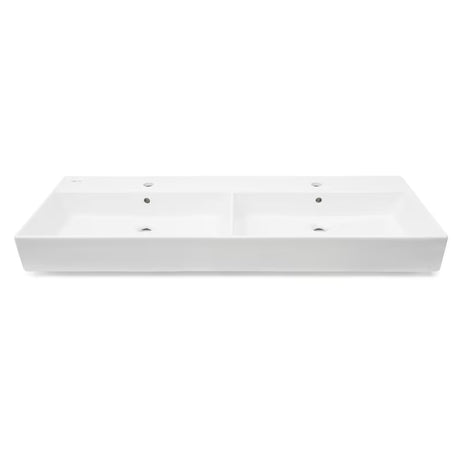 Baltas keraminis dvigubas praustuvas SAT Infinitio 120,4x46,5 cm, stačiakampės formos