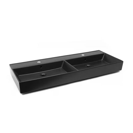 SAT Infinitio keraminis dvigubas praustuvas 120,4 x 46,5 cm, juodos matinės spalvos, su persipylimu