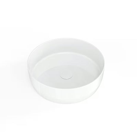 Balta keraminė pastatomas ant stalviršio praustuvas SAT Infinitio 39 x 39 cm, apvalios formos be perpylimo