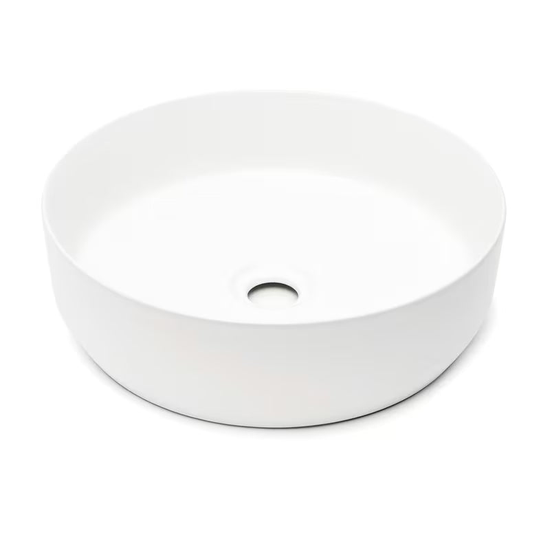 Matinės baltos spalvos plonasienis keraminis pastatomas ant stalviršio praustuvas SAT Infinitio 39x39 cm