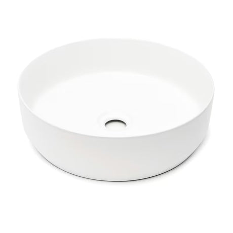 Matinės baltos spalvos plonasienis keraminis pastatomas ant stalviršio praustuvas SAT Infinitio 39x39 cm