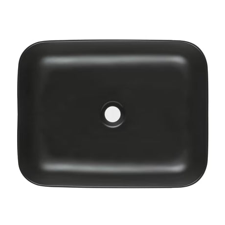 Matinės juodos spalvos keraminis pastatomas ant stalviršio praustuvas SAT Infinitio be perpylimo, 50x39 cm