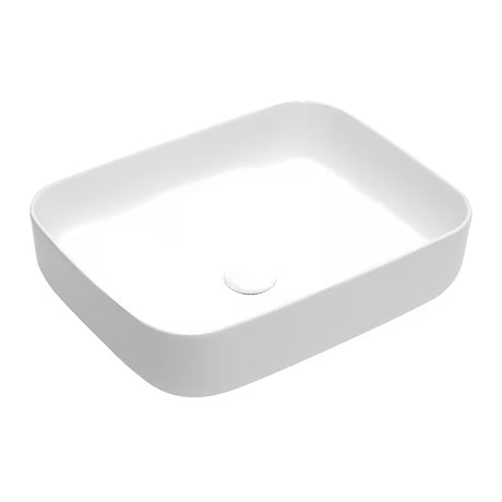 Matinės baltos spalvos plonasienė pastatomas ant stalviršio praustuvas SAT Infinitio 50x39 cm be perpylimo