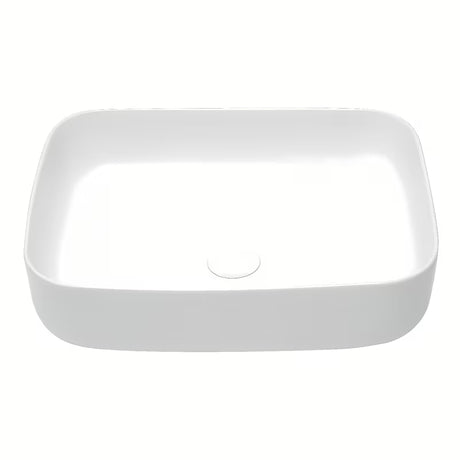 Matinės baltos spalvos plonasienė pastatomas ant stalviršio praustuvas SAT Infinitio 50x39 cm be perpylimo