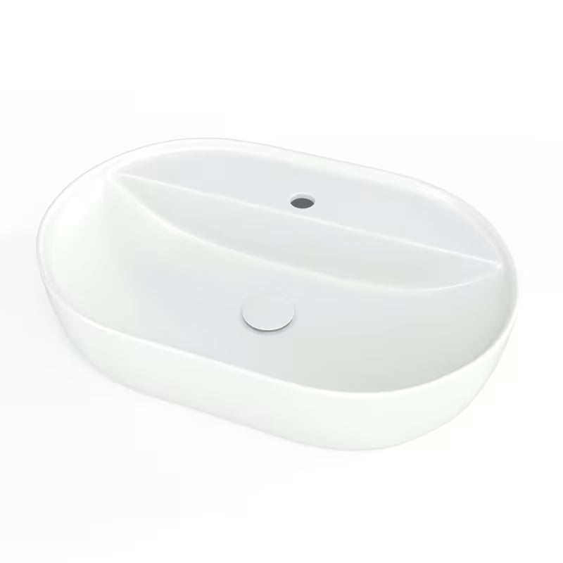 Matinės baltos spalvos keraminis pastatomas ant stalviršio praustuvas SAT Infinitio 60x40 cm be perpylimo