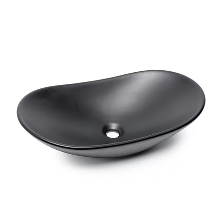 Matinės juodos spalvos keraminis pastatomas ant stalviršio praustuvas SAT Infinitio be perpylimo 61,5x36 cm