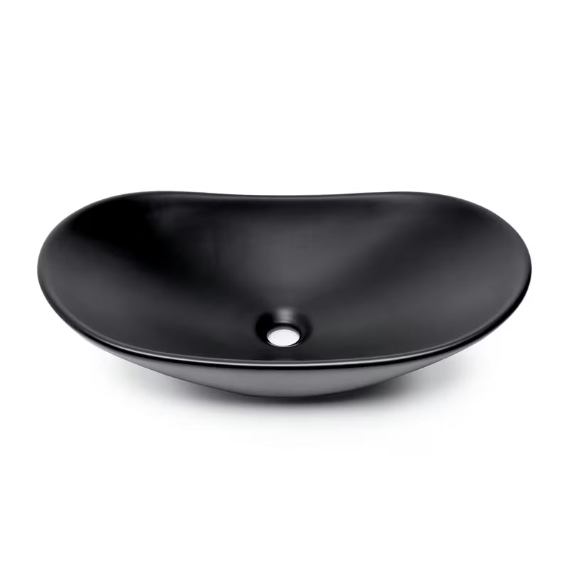 Matinės juodos spalvos keraminis pastatomas ant stalviršio praustuvas SAT Infinitio be perpylimo 61,5x36 cm