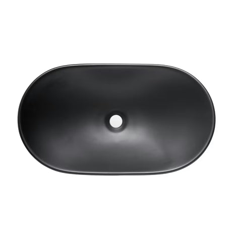 Matinės juodos spalvos keraminis pastatomas ant stalviršio praustuvas SAT Infinitio be perpylimo 61,5x36 cm