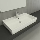 Baltas keraminis praustuvas SAT Infinitio 80,5x46,5 cm su persipylimo anga ir stačiakampio dizaino