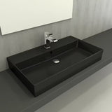 Keraminis praustuvas SAT Infinitio 80,5x46,5 cm, juodos matinės spalvos, su persipylimo anga, stačiakampio formos.