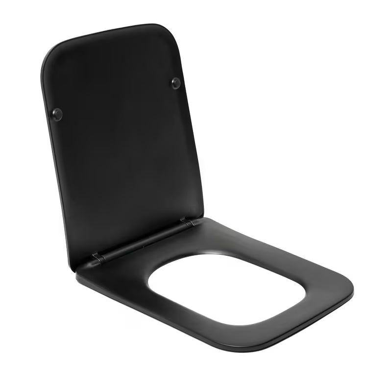 Juodas KLOZETO dangtis SAT Infinitio stačiakampio dizaino su softclose ir EasyLock.