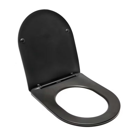 Juodos matinės spalvos KLOZETO dangtis SAT Infinitio su softclose ir EasyLock, užapvalinto dizaino.