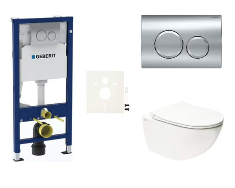 Pakabinami WC komplektas SAT Infinitio su berėme klozeto keramika, sėdyne softclose ir moduliu Geberit Duofix