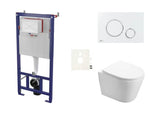 Pakabinami WC komplektas SAT Infinitio su potinkine bakeliu, nuleidimo mygtuku ir sėdyne softclose