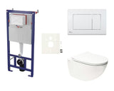 Pakabinami WC komplektas SAT Infinitio su potinkiniu bakeliu, nuleidimo mygtuku ir sėdyne softclose
