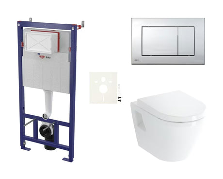 Pakabinami WC komplektas vitra Integra su paslėptu bakeliu SAT pro moderniam vonios kambariui ir lengvai priežiūrai.