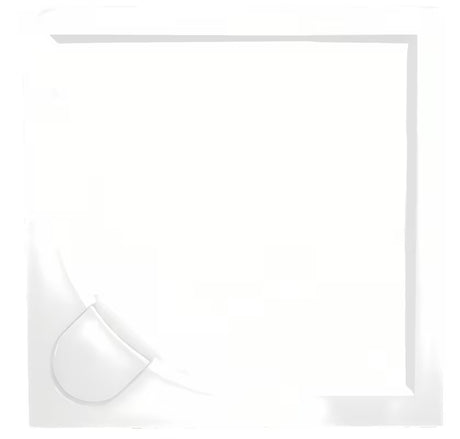 Baltas kvadratinis dušo padėklas SAT Limcc 80x80 cm iš lieto marmuro, su paslėptu kampiniu nutekėjimu
