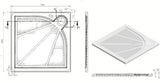 Balta kvadratinis dušo padėklas SAT Limcc 80x80 cm iš lieto marmuro su uždengtu kampiniu nutekėjimu