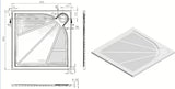 Balta kvadratinis dušo padėklas SAT Limcc 90x90 cm iš lieto marmuro su uždengtu kampiniu nutekėjimu