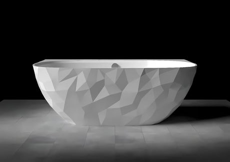 Laisvai pastatoma vonia prie sienos SAT Meda 160x80 cm iš lieto marmuro, kairinis ir dešininis variantas