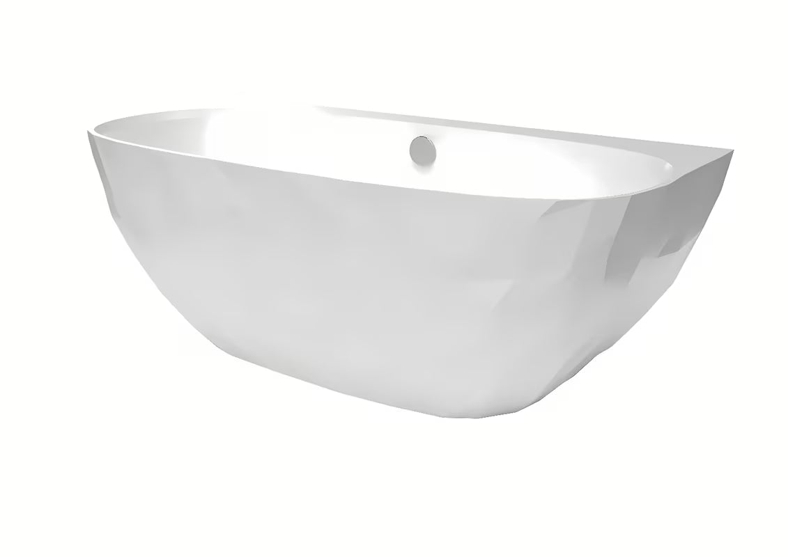 Laisvai pastatoma vonia prie sienos SAT Meda 160x80 cm iš lieto marmuro, kairinės ir dešininės orientacijos