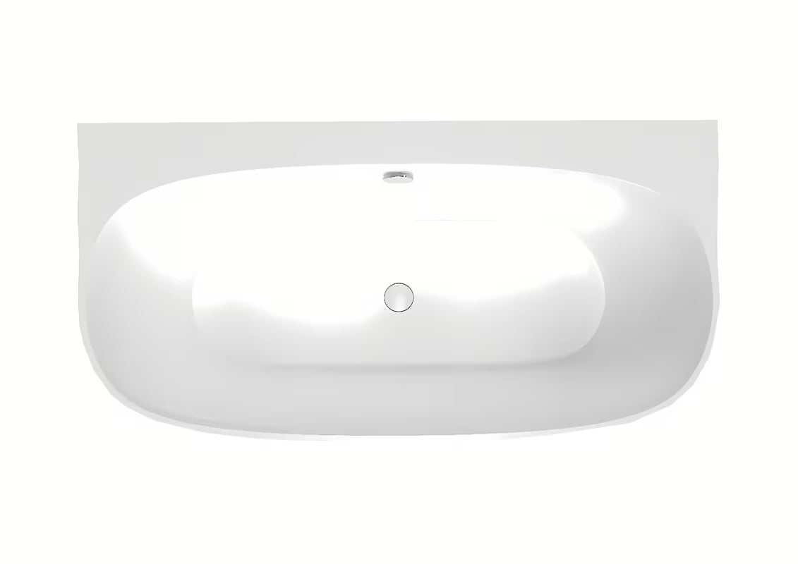 Laisvai pastatoma vonia prie sienos SAT Meda 160x80 cm iš lieto marmuro, kairinės ir dešininės orientacijos