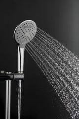 Balta ir chromo spalvos rankinė dušo galvutė SAT su trimis srovės režimais, 12 cm skersmens.
