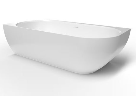 Laisvai pastatoma vonia SAT Nelly iš lieto marmuro, 175x82 cm, kairinė, balta