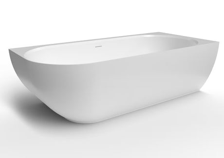 Laisvai pastatomas dešinioji vonia SAT Nelly 175x82 cm iš lieto marmuro, baltos spalvos