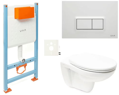 Pakabinami WC komplektas vitra Normus baltos spalvos su berėme Rimless technologija ir softclose sėdyne