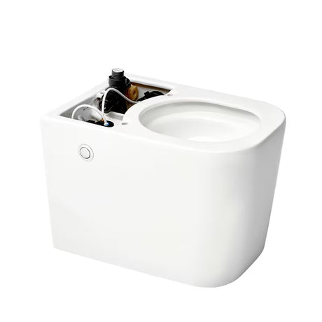Pastatomas WC SAT optimflush baltos spalvos su integruotu bakeliu ir šoniniu pneumatiniu nuleidimo mygtuku.