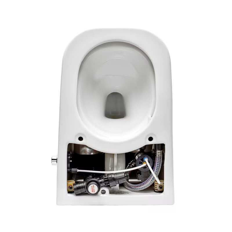 Pastatomas WC SAT optimflush baltos spalvos su integruotu bakeliu ir šoniniu pneumatiniu nuleidimo mygtuku.
