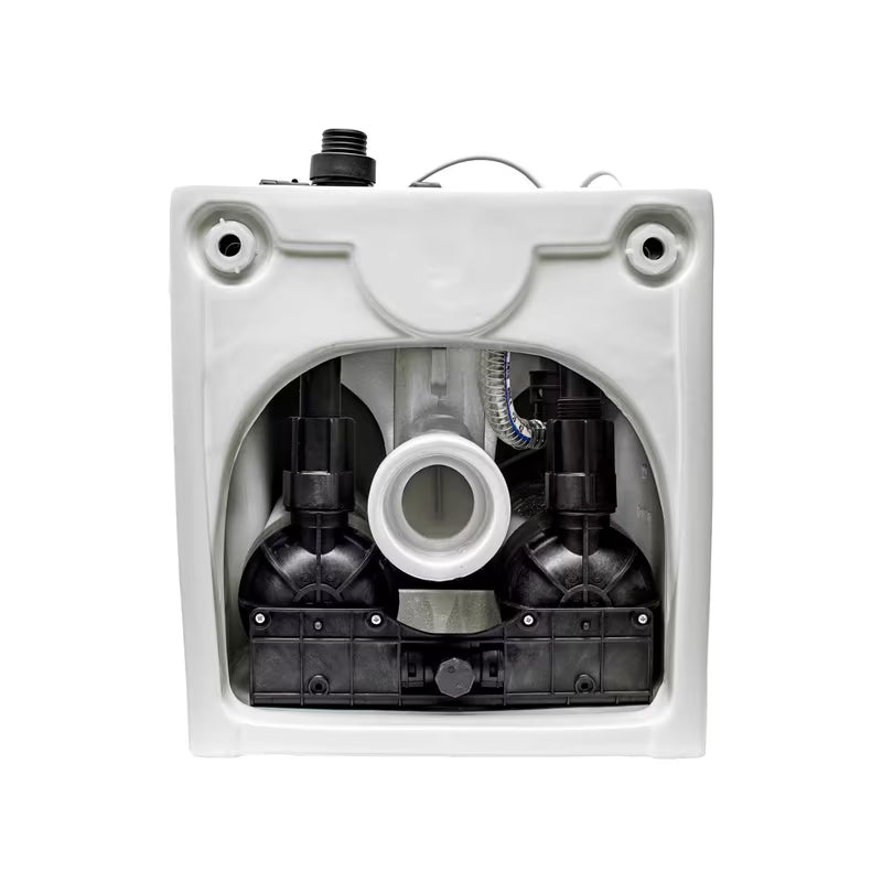 Pastatomas WC SAT optimflush baltos spalvos su integruotu bakeliu ir šoniniu pneumatiniu nuleidimo mygtuku.