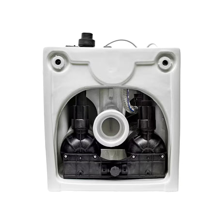 Pastatomas WC SAT optimflush baltos spalvos su integruotu bakeliu ir šoniniu pneumatiniu nuleidimo mygtuku.