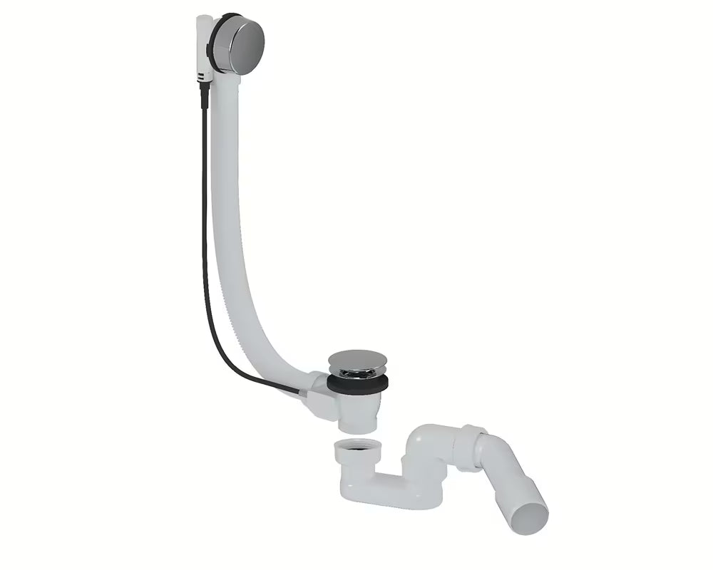 Chromuotas automatinis sifonas voniai SAT Project pro vonios su 52 mm nutekėjimu ir valdymu per persipylimą