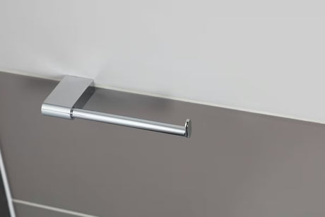 Chromo spalvos tualetinio popieriaus laikiklis SAT Project, kvadratinio dizaino, pro montuoti ant sienos.