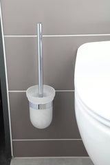 Sieninė WC šepetys SAT Project chromo spalvos su matiniu stiklu