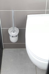 Sieninė WC šepetys SAT Project chromo spalvos su matiniu stiklu