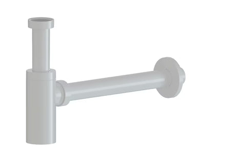 Baltas blizgus praustuvo sifonas SAT Project su 5/4 prijungimu ir 32 mm nuotekų vamzdžiu.