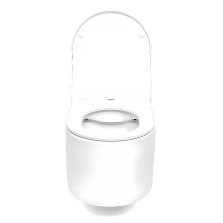 Baltas pakabinamas KLOZETAS SAT su berėmiu Rimless nuplovimu ir sėdyne softclose.