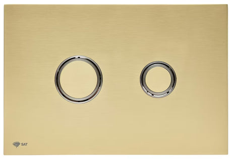 Matinės aukso spalvos vandens nuleidimo mygtukas SAT iš nerūdijančio plieno su PVD danga ir Anti-fingerprint paviršiumi pro potinkiniams rėmams.