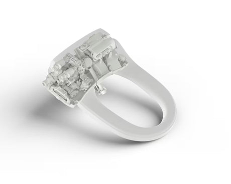 Baltas bidė dangtis SAT su nuotoliniu valdymu, šildymu ir šilto oro džiovinimo funkcija.