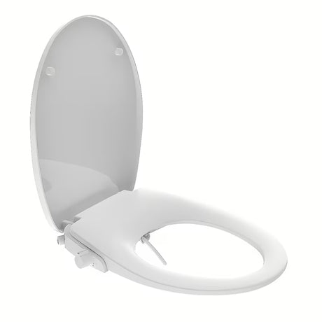 Baltas KLOZETO dangtis SAT Easy su integruota bidė funkcija, valdymo rankenėle ir softclose užsidarymu.