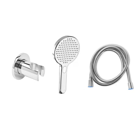 Chromuotas rankinio dušo komplektas SAT su dušo galvute ir žarna, su trimis srovės režimais.