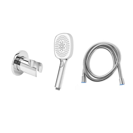 Chromuotas rankinio dušo komplektas SAT su dušo galvute ir žarna, su trimis srovės režimais.