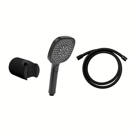 Rankinio dušo Komplektas SAT juodos matinės spalvos su rankiniu dušeliu, dušo žarna ir laikikliu