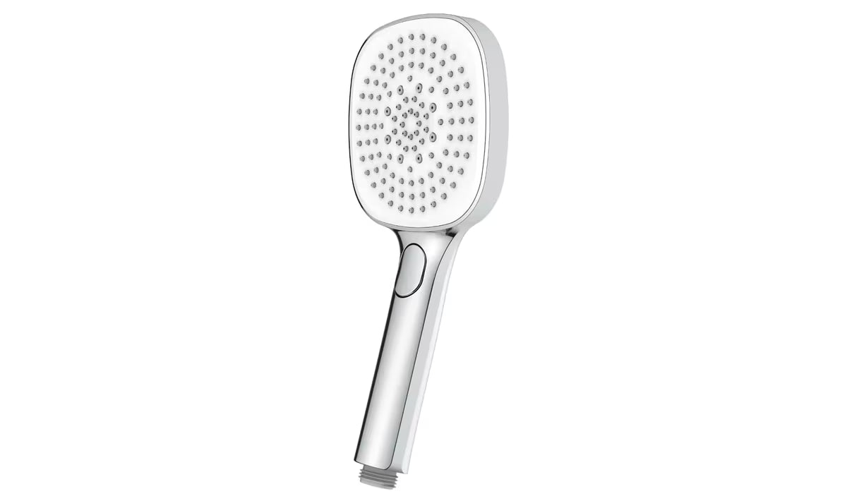 Rankinis dušo galvutė SAT baltos ir chromo spalvos, 12 cm skersmens, su EasyClick mygtuku pro 3 srovės režimai.
