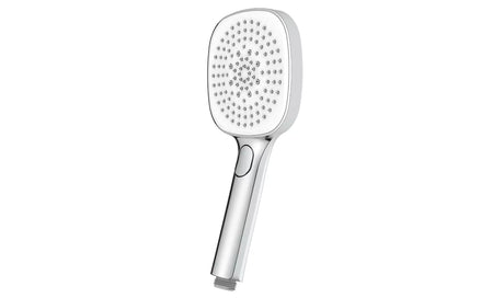 Rankinis dušo galvutė SAT baltos ir chromo spalvos, 12 cm skersmens, su EasyClick mygtuku pro 3 srovės režimai.