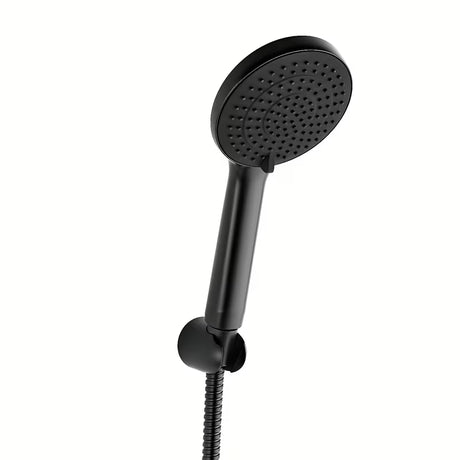 Rankinio dušo Komplektas SAT juodos matinės spalvos su 3 funkcijų rankiniu dušeliu, 150 cm žarna ir stacionariu laikikliu.